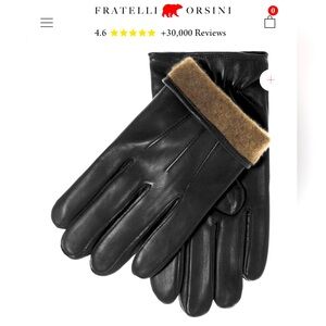 Men’s Black Leather Cashmere lined Gloves size L NWT